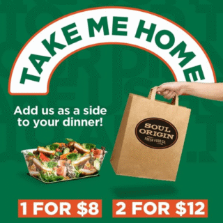 DEAL: Soul Origin - 2 for $12 Prepacked Salads or Bread Items or 1 for $8 10