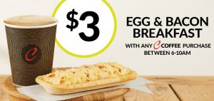 DEAL: OTR - $3 Egg & Bacon Pie with Coffee Purchase between 6-10am 4
