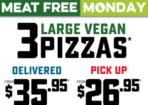 DEAL: Domino’s Meat Free Mondays – 3 Large Vegan Pizzas $26.95 Pickup / $35.95 Delivered 3