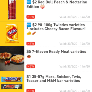 DEAL: 7-Eleven App Deals valid until 14 June 2020 ($2.50 Cake, $2 Red Bull/Twisties, $1 Mars Bar & more) 4