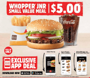DEAL: Hungry Jack's - $5 Whopper Junior Small Value Meal via App 3