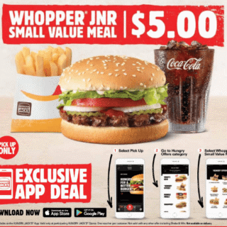 DEAL: Hungry Jack's App - $5 Whopper Junior Small Value Meal 10 DEAL: Hungry Jack's App - $5 Whopper Junior Small Value Meal 10