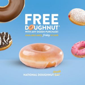 DEAL: Krispy Kreme - Any Doughnut Free with Every Dozen Purchased on Fridays in June In-Store, Online, Uber Eats & Menulog 5