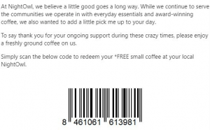 DEAL: Nightowl - Free Small Coffee (until 6 July 2020) 4
