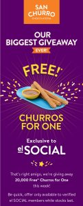 DEAL: San Churro - Free Churros for One for El Social Members (9-14 June 2020) 4