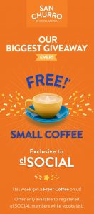 DEAL: San Churro - Free Small Coffee for El Social Members (15-21 June 2020) 4