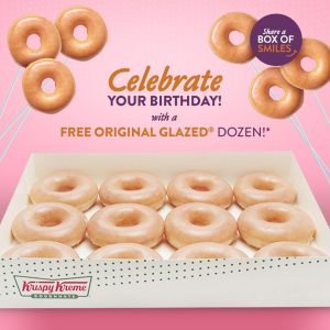 DEAL: Krispy Kreme - Free Original Glazed Dozen for Birthdays from 13 March to 13 July 4