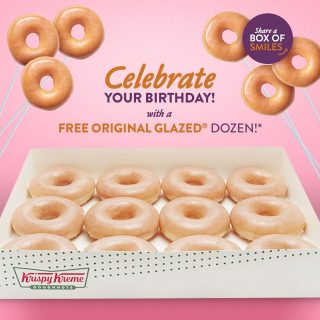 DEAL: Krispy Kreme - Free Original Glazed Dozen for Birthdays from 13 March to 13 July 5