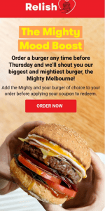 DEAL: Grill'd - Free Mighty Melbourne Burger with Burger or Salad Purchase for Relish Members (VIC only) 3