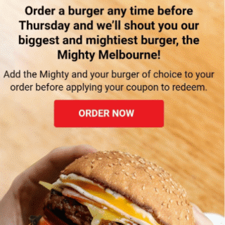DEAL: Grill'd - Free Mighty Melbourne Burger with Burger or Salad Purchase for Relish Members (VIC only) 8 DEAL: Grill'd - Free Mighty Melbourne Burger with Burger or Salad Purchase for Relish Members (VIC only) 8
