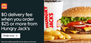 DEAL: Hungry Jack's - Free Delivery for Orders over $25 via Uber Eats or Menulog (until 22 November 2020) 2