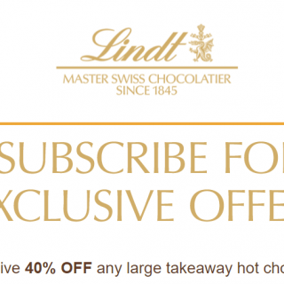 DEAL: Lindt Chocolate Shops and Cafés - 40% off Any Large Takeaway Hot Chocolate 1