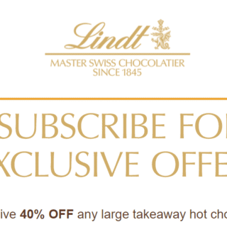 DEAL: Lindt Chocolate Shops and Cafés - 40% off Any Large Takeaway Hot Chocolate 3