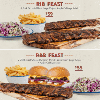 DEAL: Ribs & Burgers - $59 Rib Feast and $55 R&B Feast 4