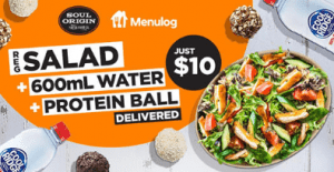 DEAL: Soul Origin - $10 Feed Your Soul Combo with Regular Salad, Protein Ball + Water for $10 via Menulog 10