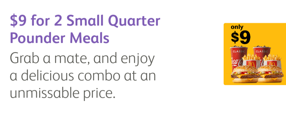 DEAL: McDonald's - 2 Small Quarter Pounder Meals for $9 on ...