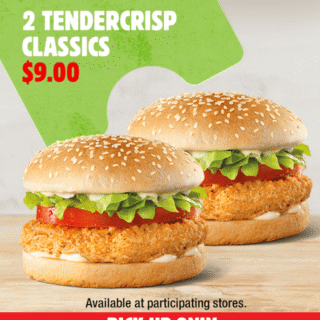 DEAL: Hungry Jack's App - 2 Tendercrisp Classics for $9 (until 31 August 2020) 4 DEAL: Hungry Jack's App - 2 Tendercrisp Classics for $9 (until 31 August 2020) 4