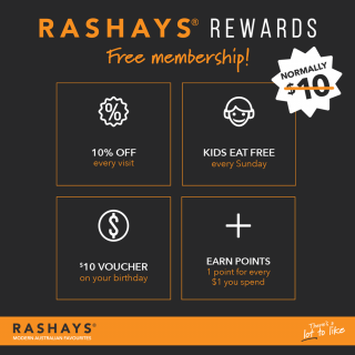DEAL: Rashays - Free Rashays Rewards Membership (Normally $10) 1
