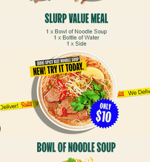 DEAL: Roll'd - $5 Cup of Noodle Soup, $10 Bowl of Noodle Soup, $15 Slurp Value Meal 9