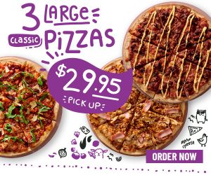 DEAL: Crust - 3 Large Classic Pizzas $29.95 Pickup / $34.95 Delivered, 2 Large Pizzas + 2 Sides $29.95 Pickup / $34.95 Delivered 6