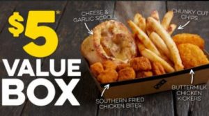 DEAL: Domino's - $5 Value Box (10 Chicken Bites, 2 Chicken Pieces, Cheesy Garlic Scroll & Oven Baked Chips) 3