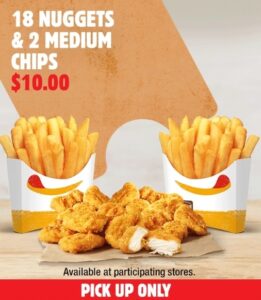 DEAL: Hungry Jack's App - 18 Nuggets and 2 Medium Chips for $10 (until 4 January 2021) 29 DEAL: Hungry Jack's App - 18 Nuggets and 2 Medium Chips for $10 (until 4 January 2021) 1