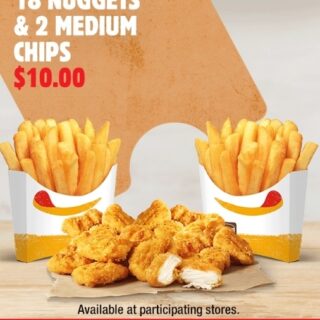 DEAL: Hungry Jack's App - 18 Nuggets and 2 Medium Chips for $10 (until 12 October 2020) 7 DEAL: Hungry Jack's App - 18 Nuggets and 2 Medium Chips for $10 (until 12 October 2020) 7