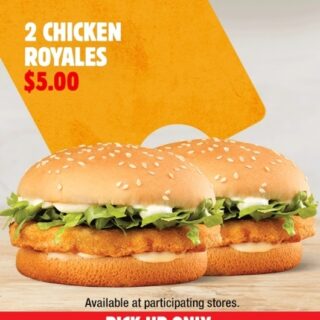 DEAL: Hungry Jack's App - 2 Chicken Royale Burgers for $5 (until 7 June 2021) 2 DEAL: Hungry Jack's App - 2 Chicken Royale Burgers for $5 (until 7 June 2021) 2