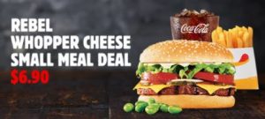 DEAL: Hungry Jack's App - $6.90 Small Rebel Whopper Cheese Meal 3