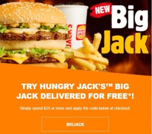 DEAL: Hungry Jack's - Free Delivery for Orders over $25 via Menulog 29 DEAL: Hungry Jack's - Free Delivery for Orders over $25 via Menulog 1