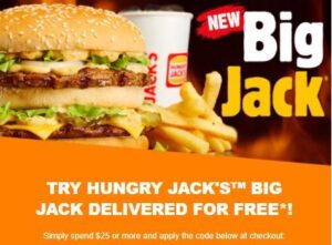DEAL: Hungry Jack's - Free Delivery for Orders over $25 via Menulog (until 26 October 2020) 29 DEAL: Hungry Jack's - Free Delivery for Orders over $25 via Menulog (until 26 October 2020) 1