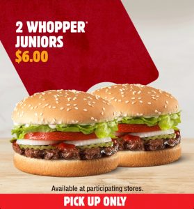 DEAL: Hungry Jack's App - 2 Whopper Juniors for $6 (until 23 November 2020) 3