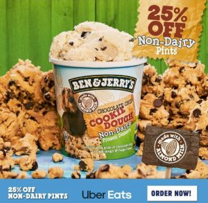 DEAL: Ben & Jerry's - 25% off Non-Dairy Pints via Uber Eats 9