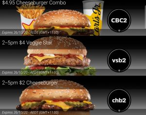 DEAL: Carl's Jr App - $4.95 Cheeseburger Combo, $4 Veggie Star (2-5pm), $2 Cheeseburger (2-5pm) 10