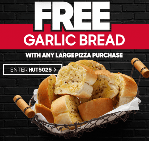 DEAL: Pizza Hut - Free Garlic Bread with Pizza, 4 Large Pizzas + 4 Sides $45 Delivered & More 3