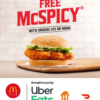 DEAL: McDonald's - Free McSpicy ($10 off) for Orders over $25 via Uber Eats, DoorDash & Menulog 8