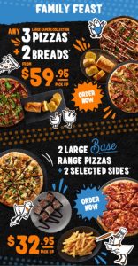 DEAL: Pizza Capers - 3 Large Capers Collection Pizzas + 2 Breads $59.95 Pickup, 2 Large Base Pizzas + 2 Sides $32.95 Pickup 5