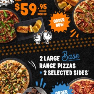 DEAL: Pizza Capers - 3 Large Capers Collection Pizzas + 2 Breads $59.95 Pickup, 2 Large Base Pizzas + 2 Sides $32.95 Pickup 10 DEAL: Pizza Capers - 3 Large Capers Collection Pizzas + 2 Breads $59.95 Pickup, 2 Large Base Pizzas + 2 Sides $32.95 Pickup 10