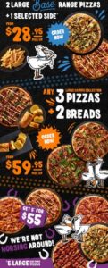 DEAL: Pizza Capers - 2 Large Base Pizzas + 1 Side $28.95, 2 Large Capers Collection Pizza + 2 Breads $59.95, 5 Base Pizzas for $55 5