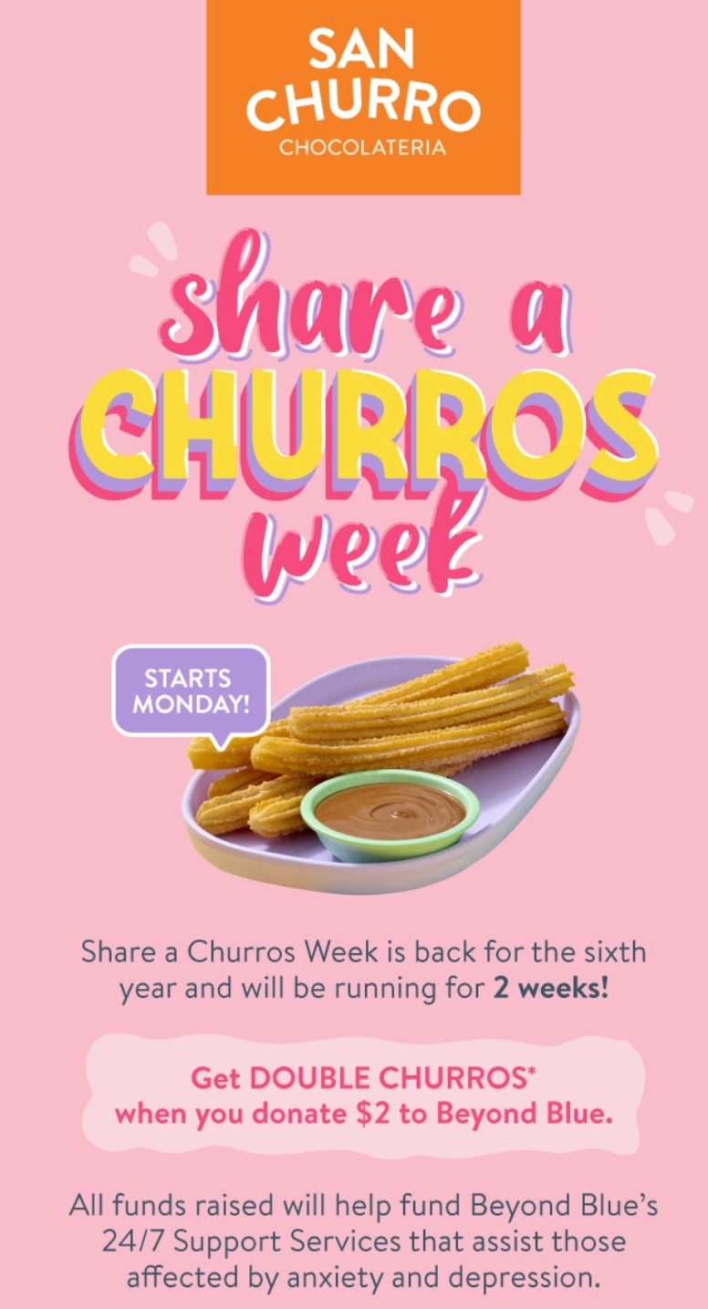 DEAL: San Churro - Donate $2 for Double Churros during Share a Churros Week (4-17 October 2021) 8