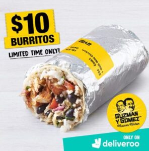 DEAL: Guzman Y Gomez - $10 Burritos via Deliveroo (24-30 May 2021) 22 DEAL: Guzman Y Gomez - $10 Burritos via Deliveroo (24-30 May 2021) 1