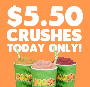 DEAL: Boost Juice - $5.50 Selected Crushes - Mango Tango Crush, Tropical Crush, Watermelon Crush (24 November 2020) 5