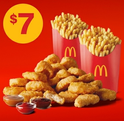 Deal Mcdonald S 7 Mates Share Pack With 18 Nuggets 2 Large Fries 8 November 2020 30 Days 30 Deals Frugal Feeds