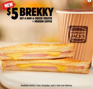 DEAL: Hungry Jack's - $5 Brekky with Ham & Cheese Toastie & Medium Coffee 3