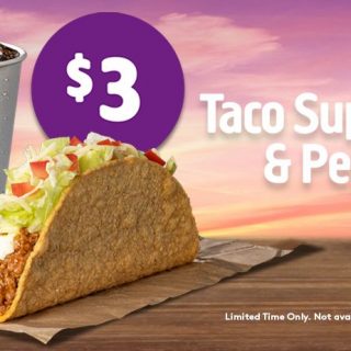 DEAL: Taco Bell - $3 Taco Supreme & Regular Drink 1