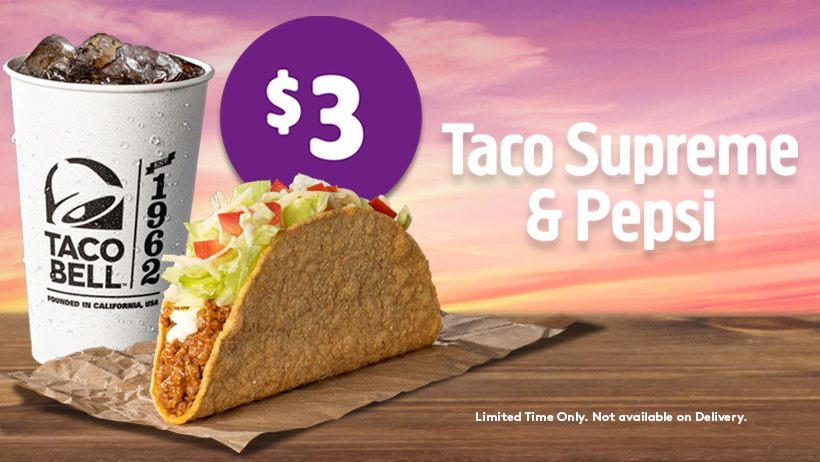 DEAL: Taco Bell - $3 Taco Supreme & Regular Drink 11