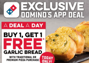 DEAL: Domino's - Buy One Get One Free Garlic Breads via Domino's App (9 December 2020) 3