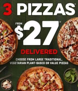DEAL: Domino's - 3 Large Pizzas for $27 Delivered 3