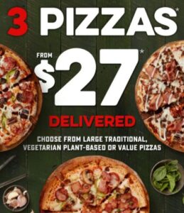 DEAL: Domino's - 3 Large Pizzas for $27 Delivered 1