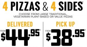 DEAL: Domino's - 4 Large Pizzas + 4 Sides from $38.95 Pickup / $44.95 Delivered 3